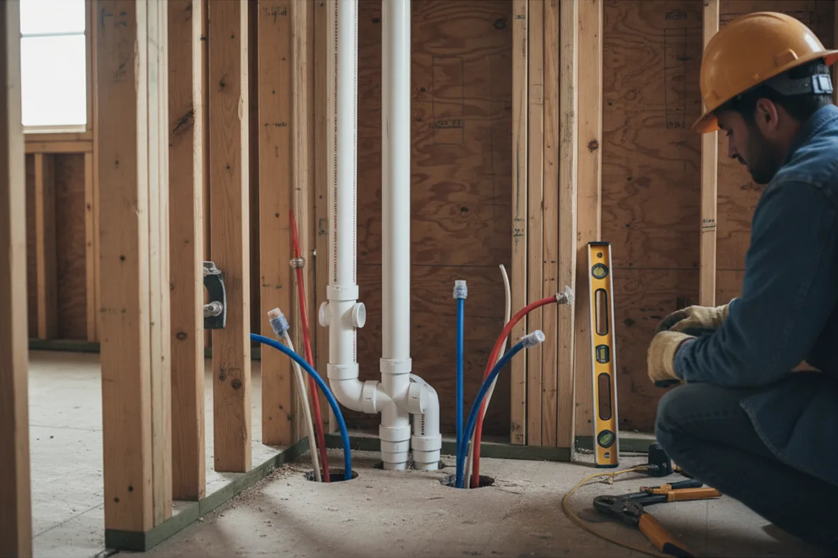 Drain and supply rough-in during Sump Pump Repair in Mc Sherrystown